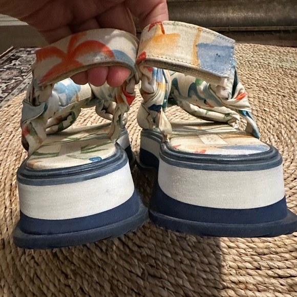 FARM RIO Copacabana Scarf Platform Sandals Puffy Comfy Size 9 - Picture 7 of 10